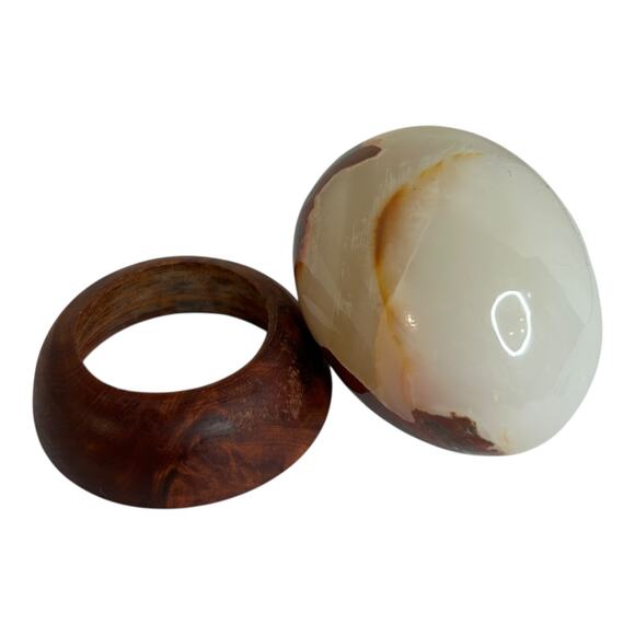 Polished Carnelian Stone Egg on Wooden Stand Office Home Decor - Picture 6 of 9